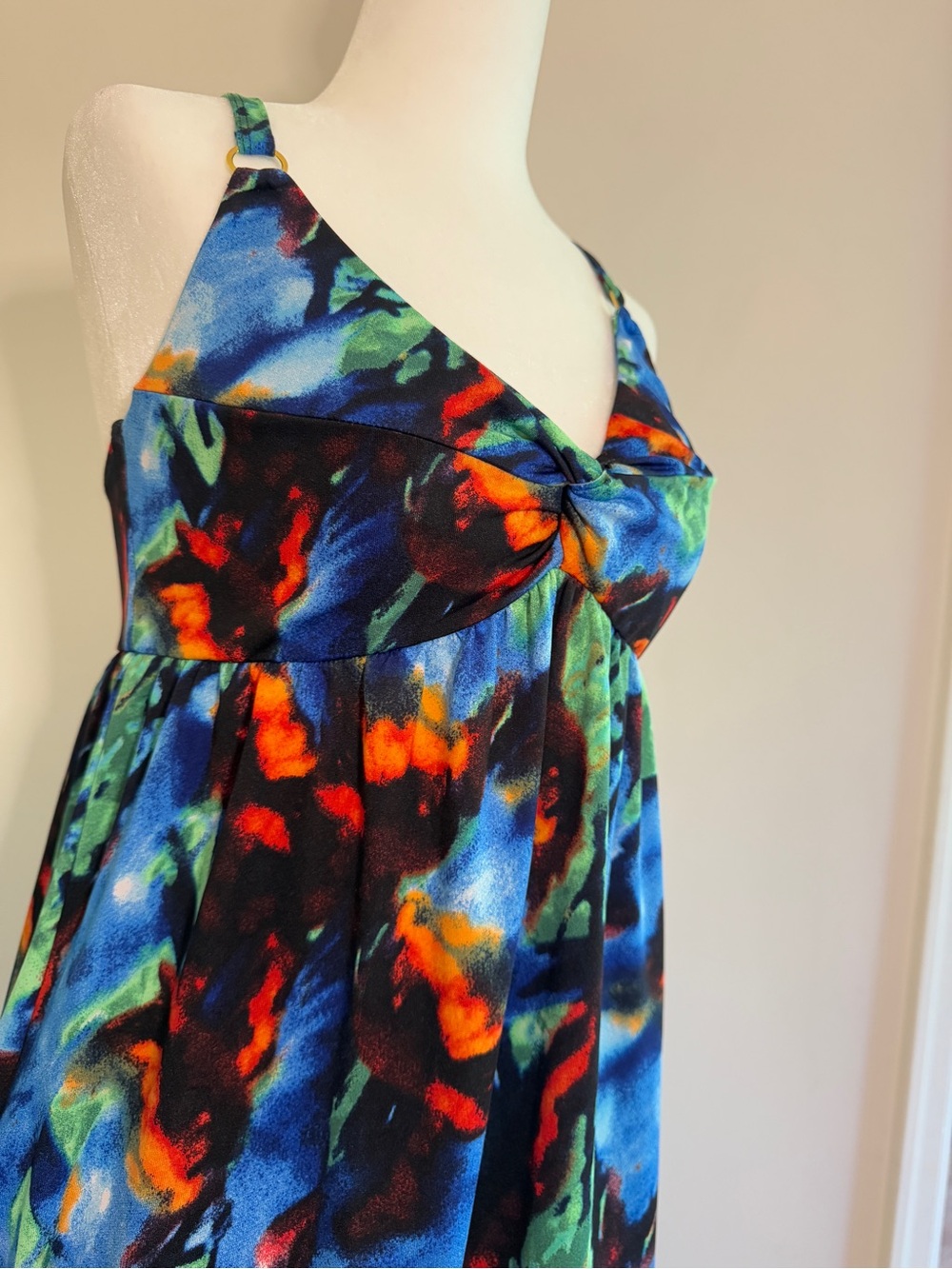 Simon Chang Blue Green Multicolor Midi Dress - Picture 3 of 6
